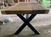  Product image 9 of the product “Natural wood table suar with metal legs X-style, 304cm length, 115cm width, 83.5cm height. Table top 7cm thickness ”